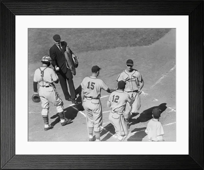 Framed Print : Stan Musial Scoring Behind Other Player Framed Print : Stan Musial Scoring Behind Other Player