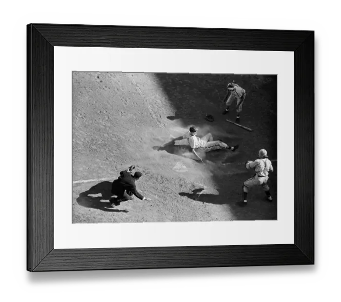 Framed Print : Sliding Into Home in 1944 World Series Framed Print : Sliding Into Home in 1944 World Series
