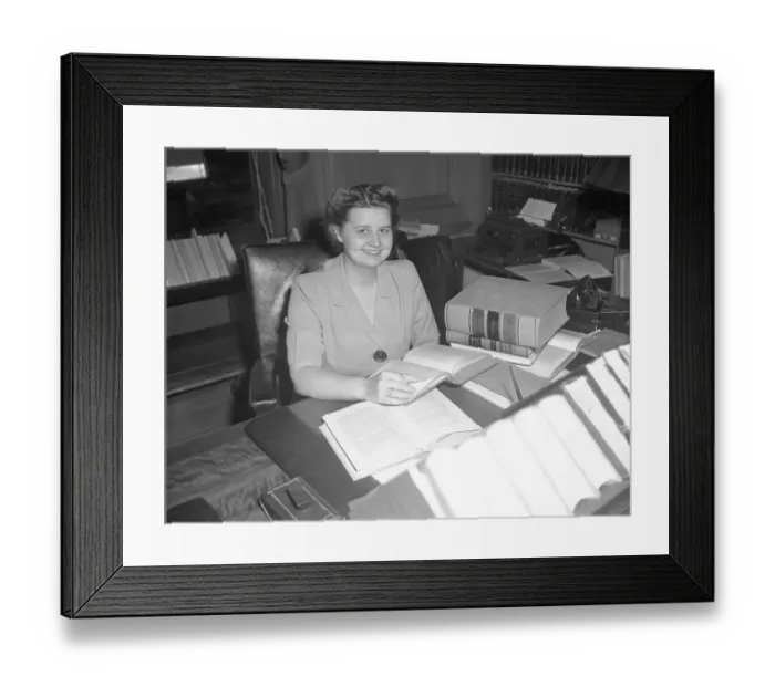 Framed Print : William O'Douglas Law Clerk at Her Desk Framed Print : William O'Douglas Law Clerk at Her Desk