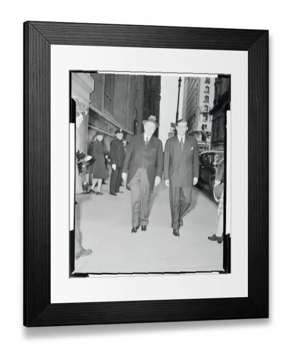 Framed Print : Herbert Hoover and Son Wearing Formal Wear and Walking in Manhattan Framed Print : Herbert Hoover and Son Wearing Formal Wear and Walking in Manhattan
