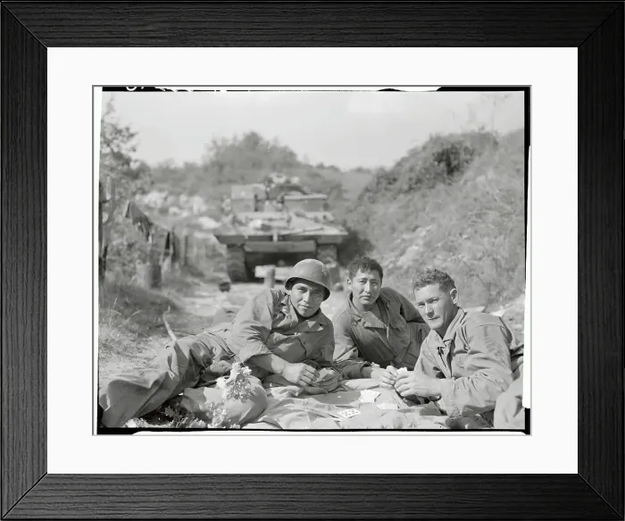 Framed Print : Soldiers Sitting on Ground Framed Print : Soldiers Sitting on Ground