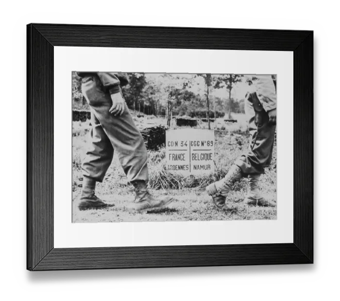 Framed Print : American Soldiers Crossing Border of France and Belgium Framed Print : American Soldiers Crossing Border of France and Belgium
