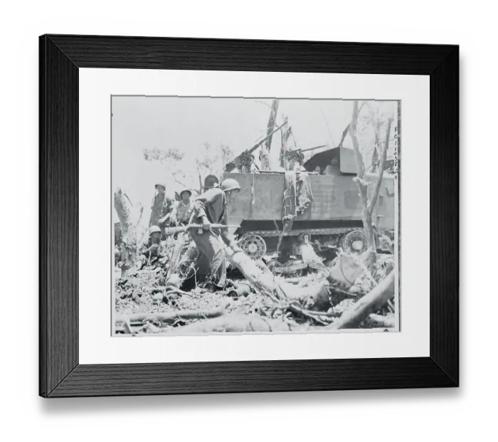 Framed Print : US Marines and Armor on Palau 1944 Framed Print : US Marines and Armor on Palau 1944