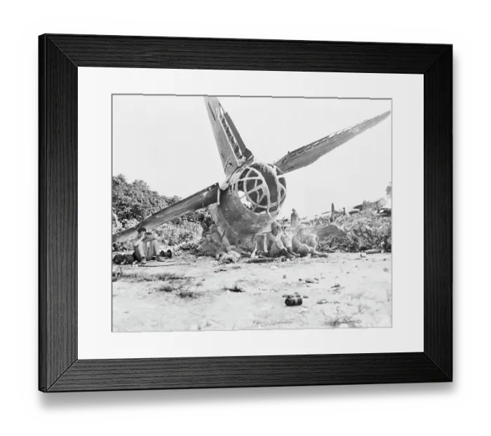 Framed Print : US Soldiers and Crashed Bomber Framed Print : US Soldiers and Crashed Bomber