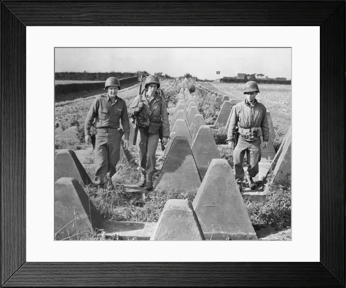 Framed Print : Soldiers Passing by Siegfried Line Framed Print : Soldiers Passing by Siegfried Line