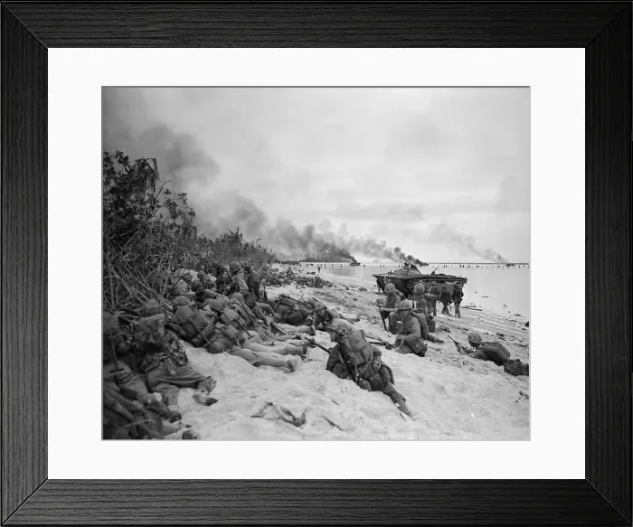 Framed Print : US Marines Hit the Beach at Palau 1944 Framed Print : US Marines Hit the Beach at Palau 1944