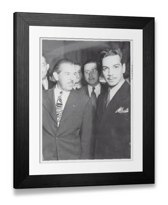 Framed Print : Mario Moreno and Jimmy Starr Arriving at Hotel Framed Print : Mario Moreno and Jimmy Starr Arriving at Hotel