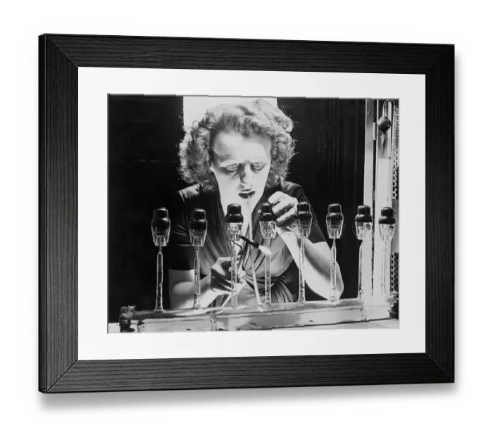 Framed Print : Woman Blowing Glass Vacuum Tubes Framed Print : Woman Blowing Glass Vacuum Tubes