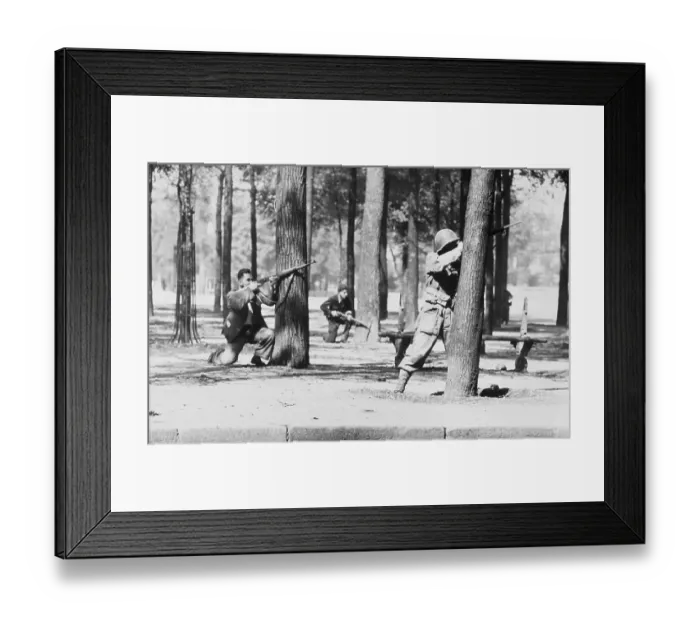 Framed Print : Soldiers Firing at Germans Framed Print : Soldiers Firing at Germans