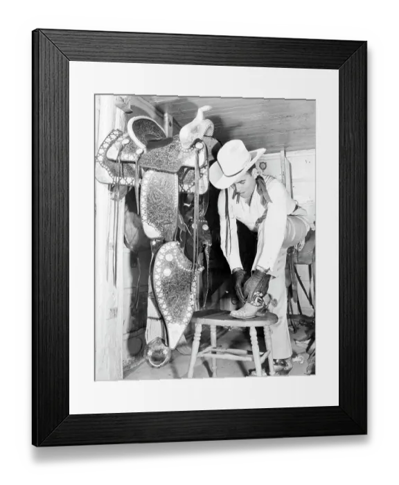 Framed Print : Bob Wills Adjusting Cowboy Boot Framed Print : Bob Wills Adjusting Cowboy Boot