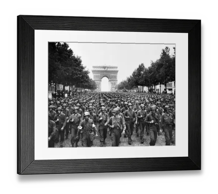 Framed Print : U.S. Troops Marching on Champs-Elysees Framed Print : U.S. Troops Marching on Champs-Elysees