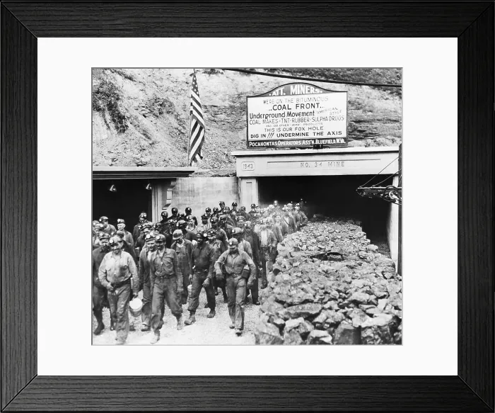 Framed Print : Coal Miners File Out Of Mine Framed Print : Coal Miners File Out Of Mine