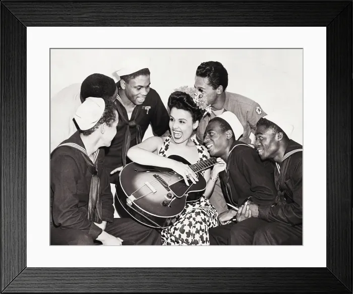 Framed Print : Lena Horne Playing Guitar for Servicemen