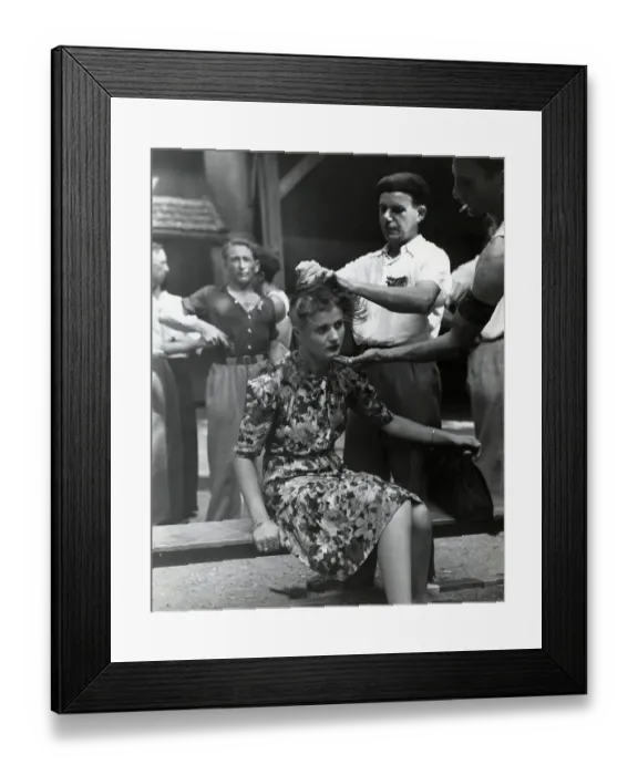 Framed Print : Collaborator Getting Her Head Shaved