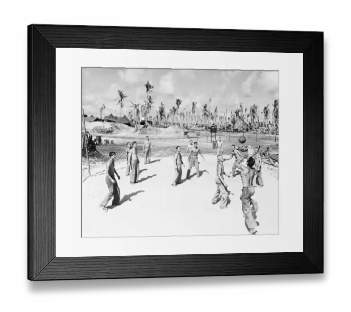 Framed Print : Soldiers Playing Volleyball On Beach Framed Print : Soldiers Playing Volleyball On Beach
