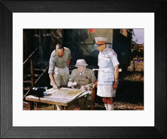 Framed Print : Officer Explaining a Map to Winston Churchill Framed Print : Officer Explaining a Map to Winston Churchill