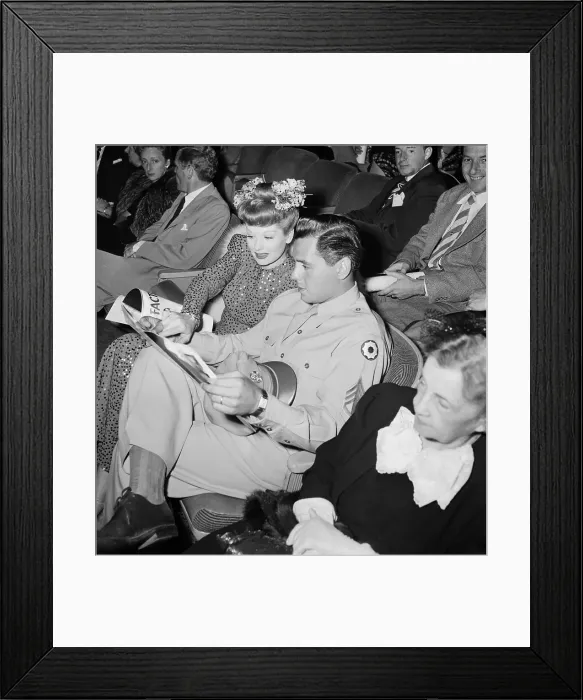 Framed Print : Lucille Ball and Desi Arnaz in Uniform
