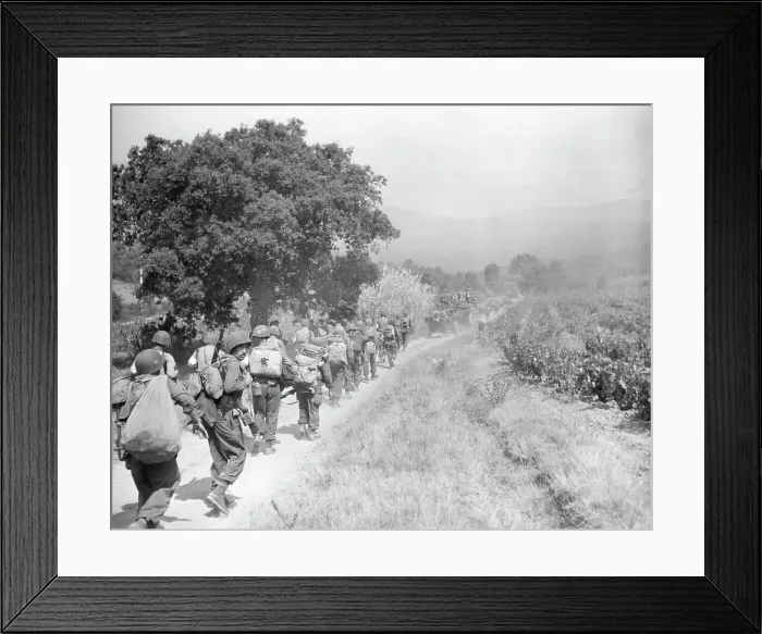 Framed Print : American Infantry Advancing Inland Framed Print : American Infantry Advancing Inland