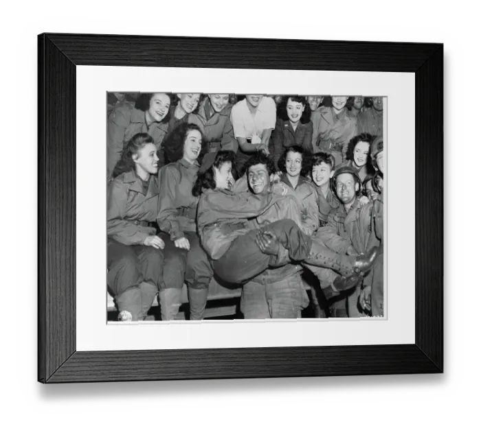 Framed Print : Soldier Carrying a USO Performer Framed Print : Soldier Carrying a USO Performer