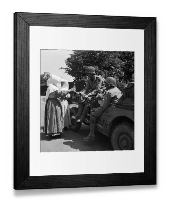 Framed Print : American Forces Given Wine By Two Nuns Framed Print : American Forces Given Wine By Two Nuns