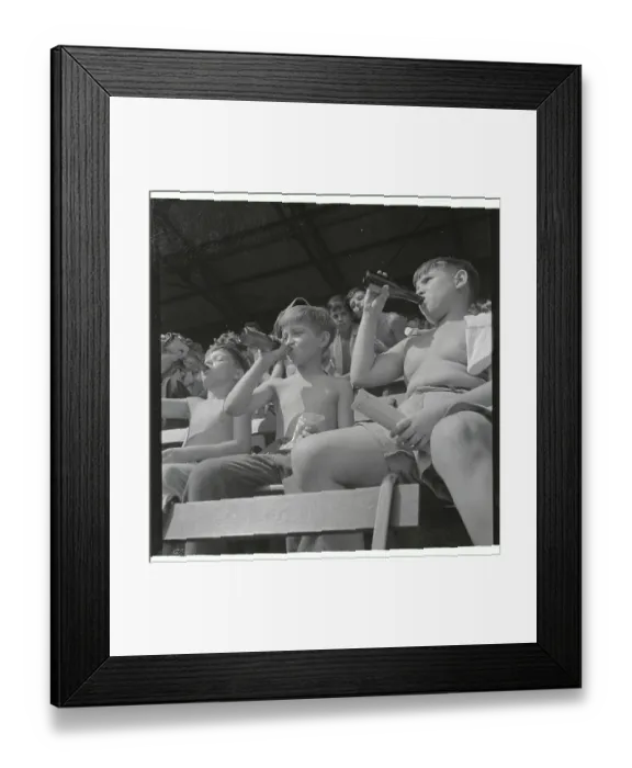 Framed Print : Kids Drinking Soda Pop Simultaneously Framed Print : Kids Drinking Soda Pop Simultaneously