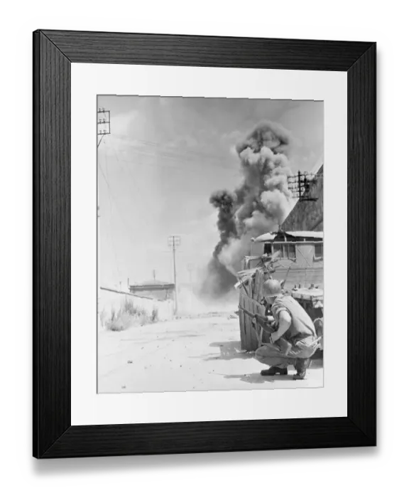 Framed Print : US Troops in Italian Bombardment 1944 Framed Print : US Troops in Italian Bombardment 1944