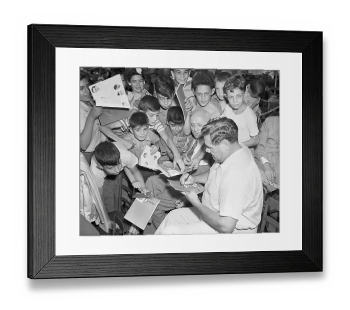Framed Print : Babe Ruth Signing Autographs for Children Framed Print : Babe Ruth Signing Autographs for Children
