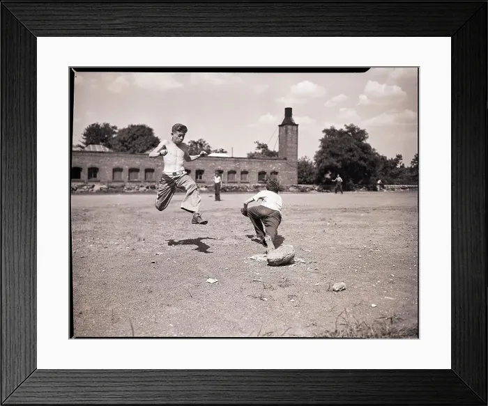 Framed Print : Boys Playing Sand Lot Baseball Framed Print : Boys Playing Sand Lot Baseball