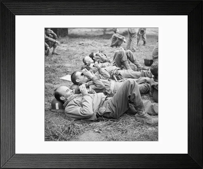 Framed Print : Officers Watching Normandy Air Invasion Framed Print : Officers Watching Normandy Air Invasion
