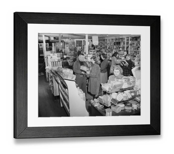 Framed Print : People Shopping at a General Store Framed Print : People Shopping at a General Store