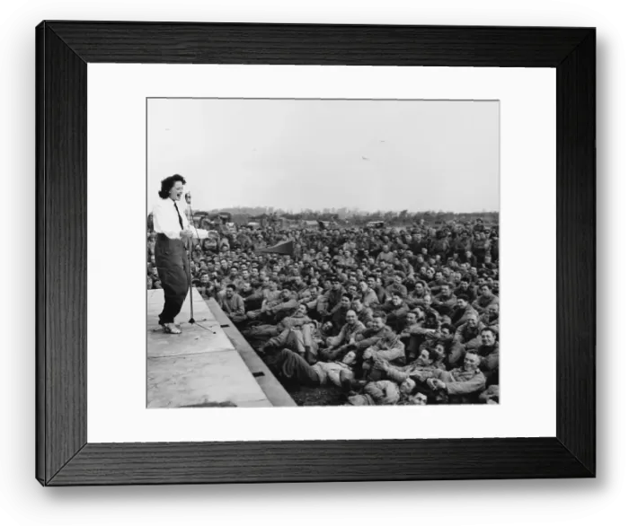 Framed Print : Singer Performing at First USO Show in France Framed Print : Singer Performing at First USO Show in France
