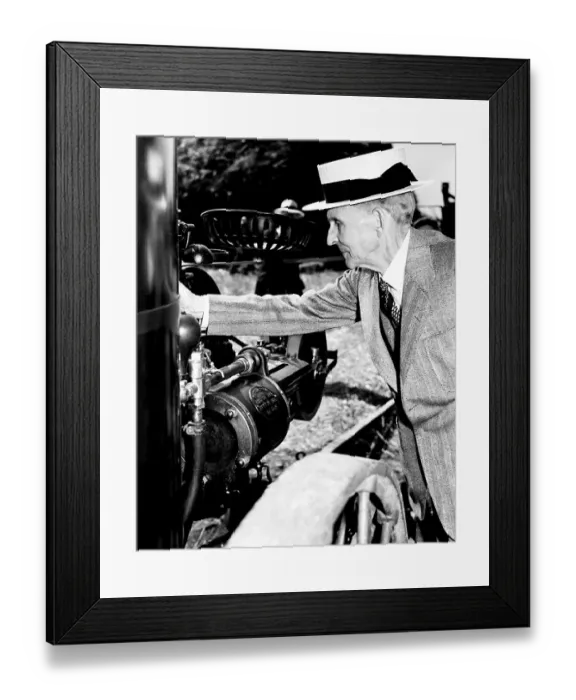 Framed Print : Henry Ford Inspecting Car Engine Framed Print : Henry Ford Inspecting Car Engine