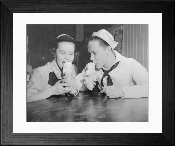 Framed Print : Married Navy Couple Eating Ice Cream Cones Framed Print : Married Navy Couple Eating Ice Cream Cones