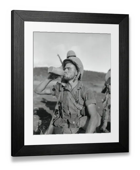 Framed Print : Soldier Drinking From His Canteen Framed Print : Soldier Drinking From His Canteen