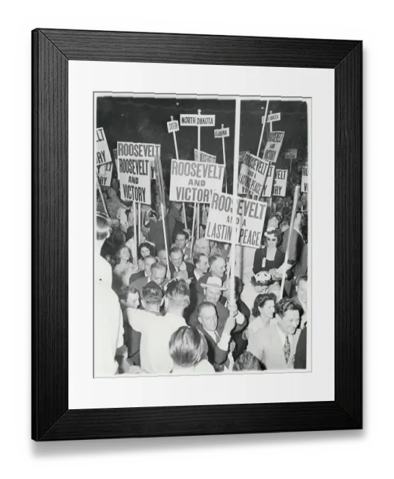 Framed Print : Supporters Holding Roosevelt Signs Framed Print : Supporters Holding Roosevelt Signs