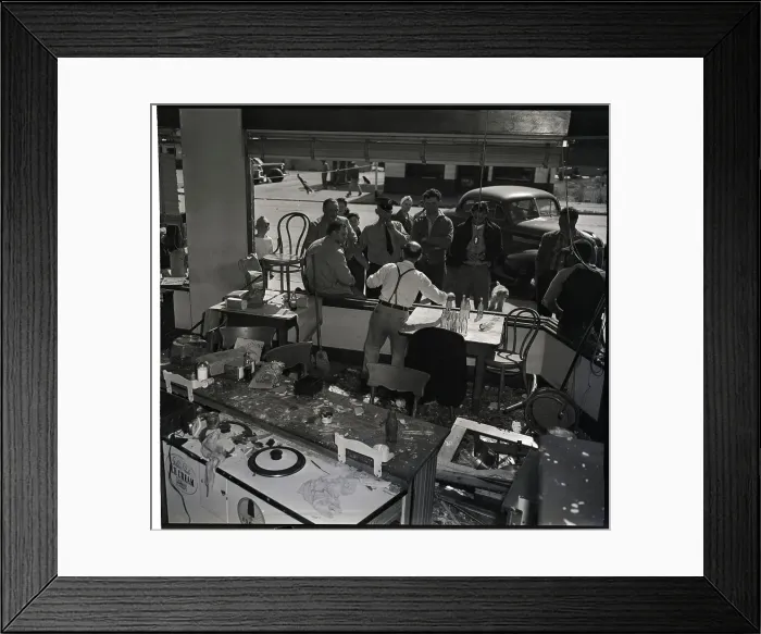 Framed Print : Drug-Store Clerk Selling Soda Out Window Framed Print : Drug-Store Clerk Selling Soda Out Window