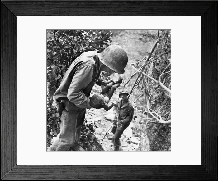 Framed Print : American Soldier Holding Japanese Infant Framed Print : American Soldier Holding Japanese Infant