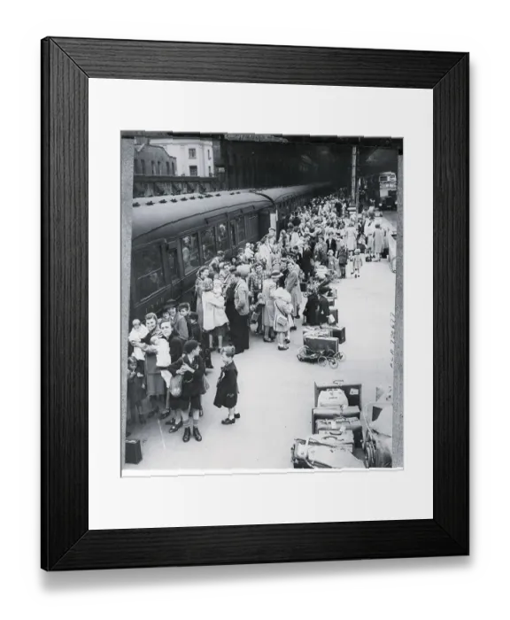Framed Print : Women And Children on Train Platform Framed Print : Women And Children on Train Platform