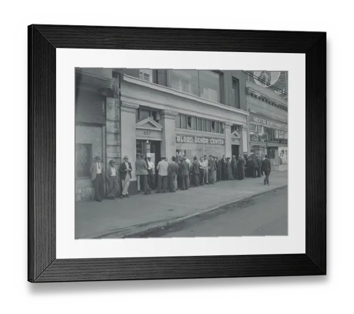 Framed Print : Blood Donors Lining Up Framed Print : Blood Donors Lining Up