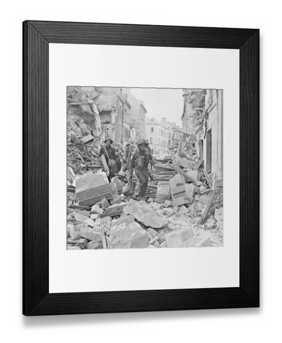 Framed Print : British Tommy Carrying Stretcher Through Wreckage Framed Print : British Tommy Carrying Stretcher Through Wreckage