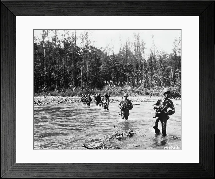 Framed Print : American Soldiers Crossing a River Framed Print : American Soldiers Crossing a River
