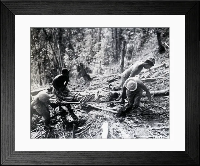 Framed Print : Black Troops Carry Wounded On Stretcher