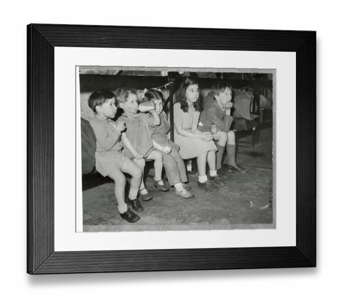 Framed Print : Children in Bomb Shelter Framed Print : Children in Bomb Shelter