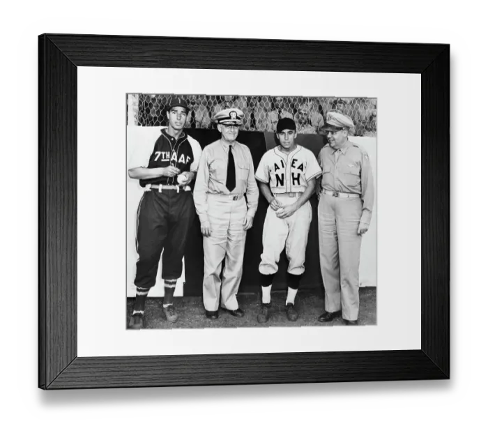 Framed Print : Joe DiMaggio and Pee Wee Reese at Army-Navy Baseball Game Framed Print : Joe DiMaggio and Pee Wee Reese at Army-Navy Baseball Game