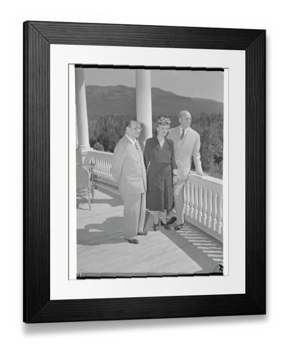 Framed Print : Doctor and Couple Standing on Veranda