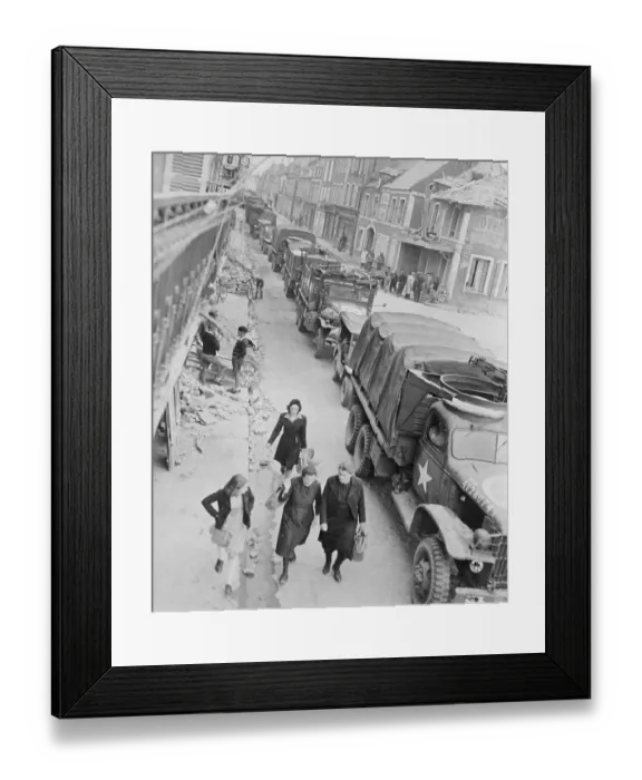 Framed Print : View of Supply Trucks in France Framed Print : View of Supply Trucks in France