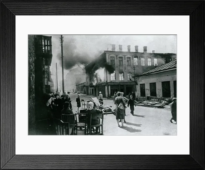 Framed Print : Residents of Minsk Near Burnt Down Homes Framed Print : Residents of Minsk Near Burnt Down Homes