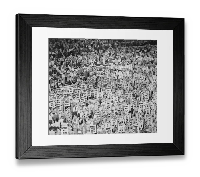 Framed Print : Delegate Floor with Posters Stating Dewey Will Win Framed Print : Delegate Floor with Posters Stating Dewey Will Win