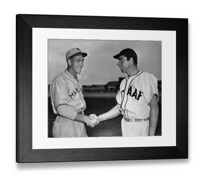 Framed Print : Joe Dimaggio In Aaf Uniform Shaking Hand Framed Print : Joe Dimaggio In Aaf Uniform Shaking Hand
