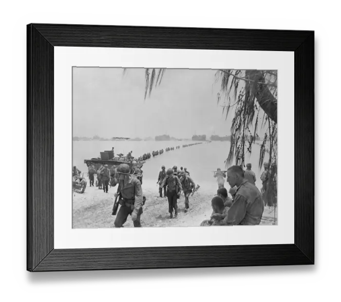 Framed Print : Soldiers Arriving on Shore Framed Print : Soldiers Arriving on Shore
